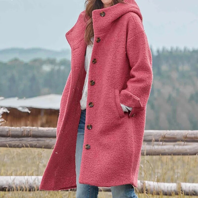 Damen Warme Winter Knopf Daunen Mantel | Lange