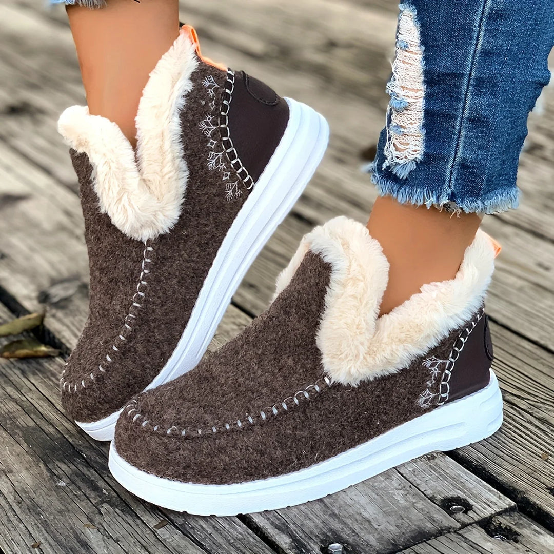 Zum Hineinschlüpfen Winterstiefel Damen | Niedriger Absatz