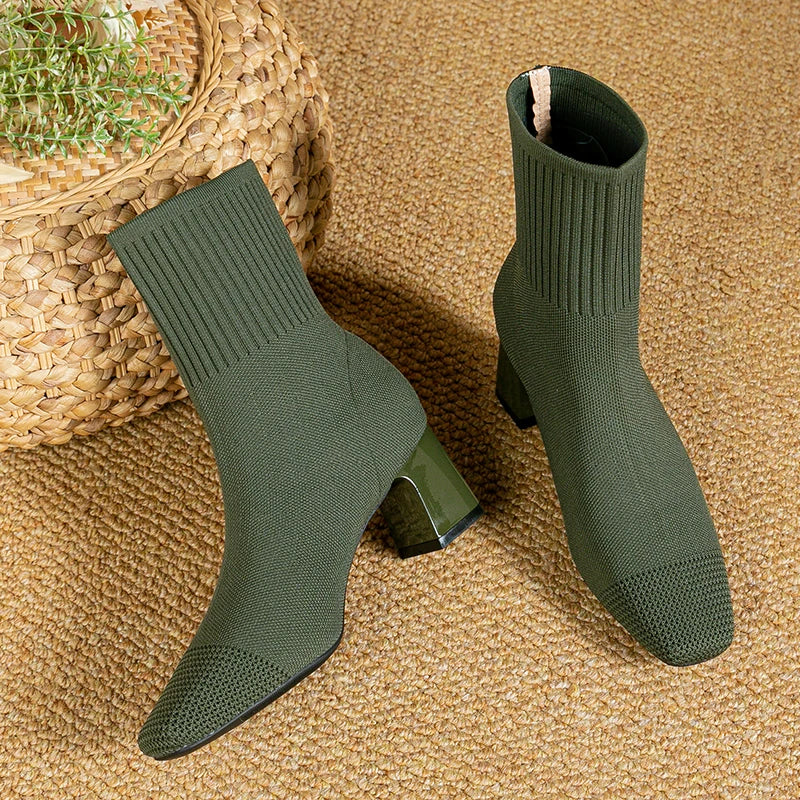 Gestrickt Winterstiefel Damen | Dehnbar
