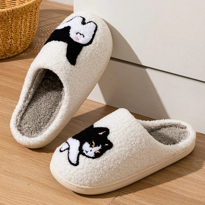 Damen Weiche Katze Hausschuhe | Schlupf