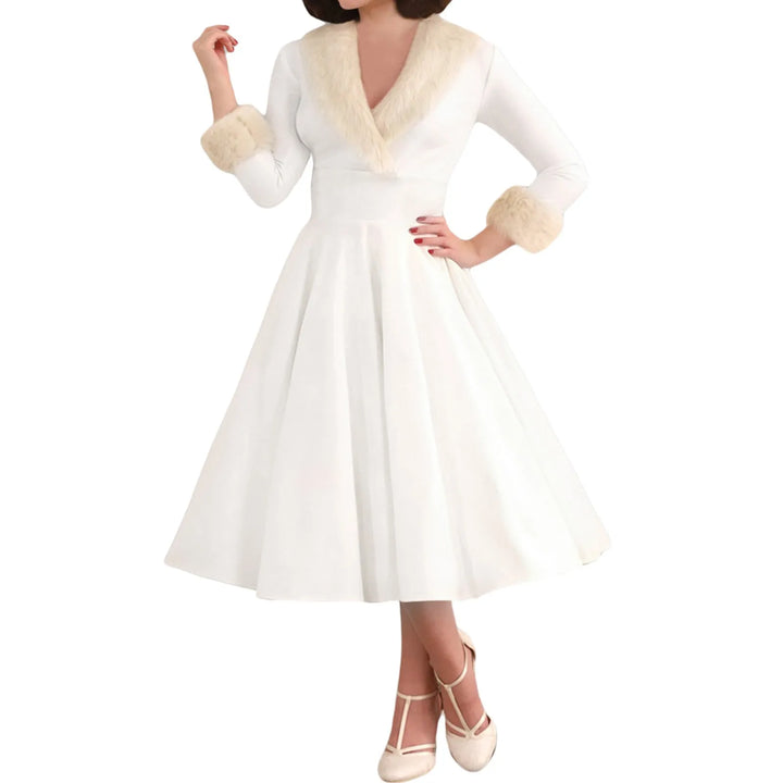 Plissiert Weihnachtskleid für Damen | Midi