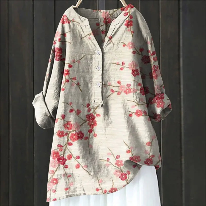 Damen Sommer Blumenhemd | Langarm