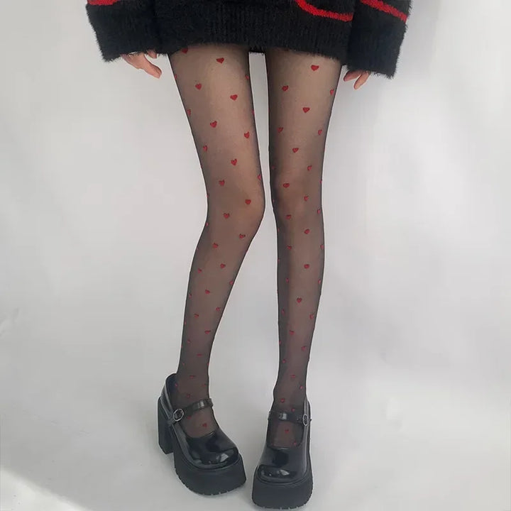 Transparente Strumpfhose für Damen | Herzen