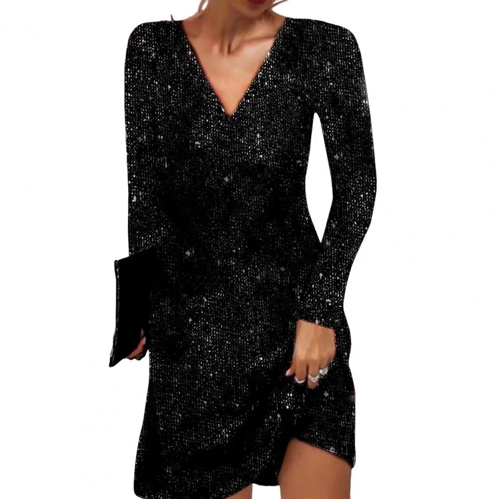 Lockere Paillette Weihnachtskleid Damen | Mini