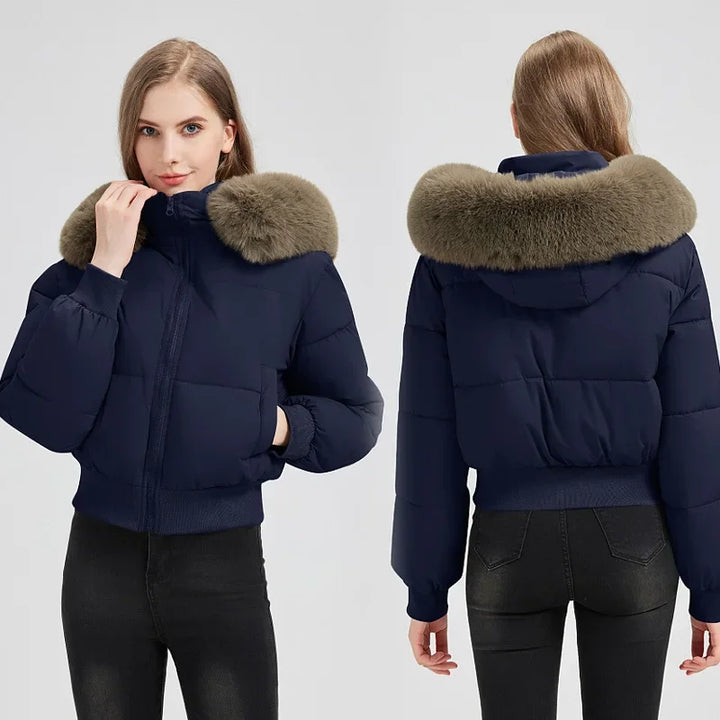 Kurz Gepolstert Daunenjacke Damen | Mit Kapuze