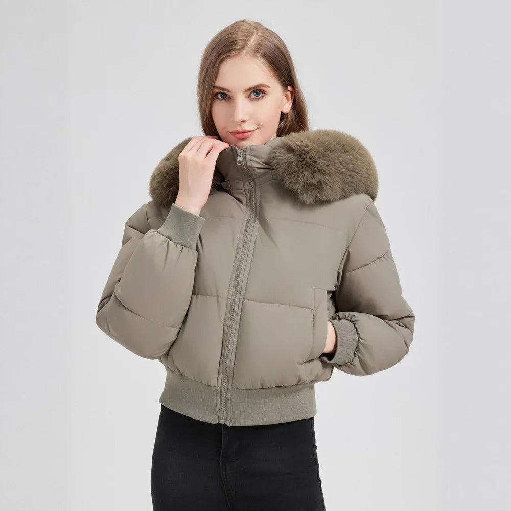 Kurz Gepolstert Daunenjacke Damen | Mit Kapuze