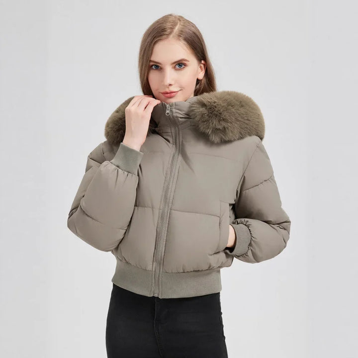 Kurz Gepolstert Daunenjacke Damen | Mit Kapuze