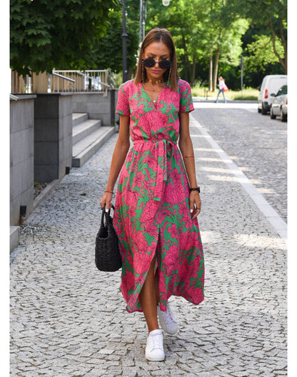 Kurzärmeliges Sommerkleid für Damen | Maxi