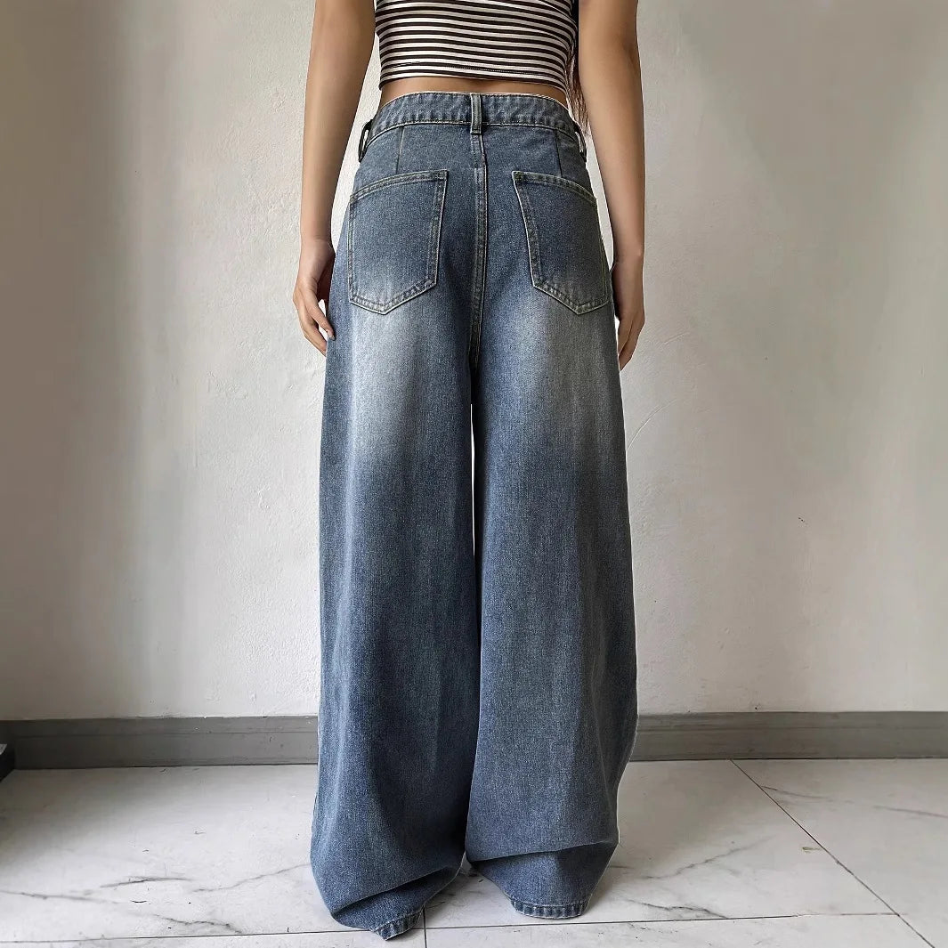 Damen Lässig Baggy Jeans | Weites Bein