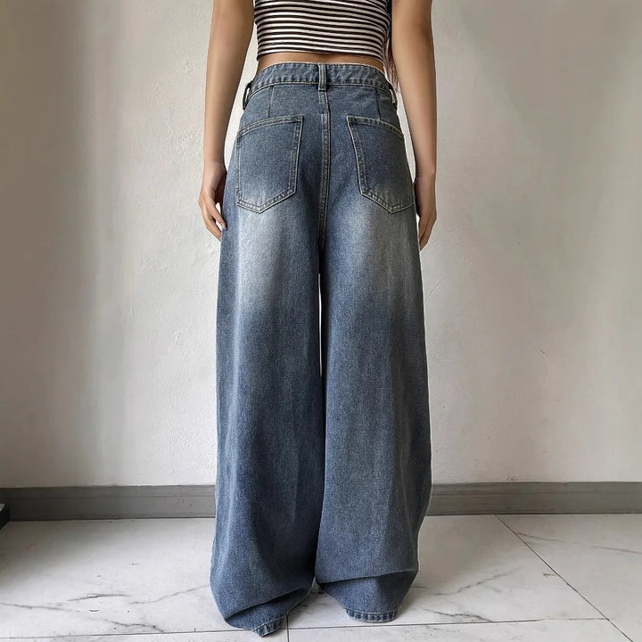 Damen Lässig Baggy Jeans | Weites Bein