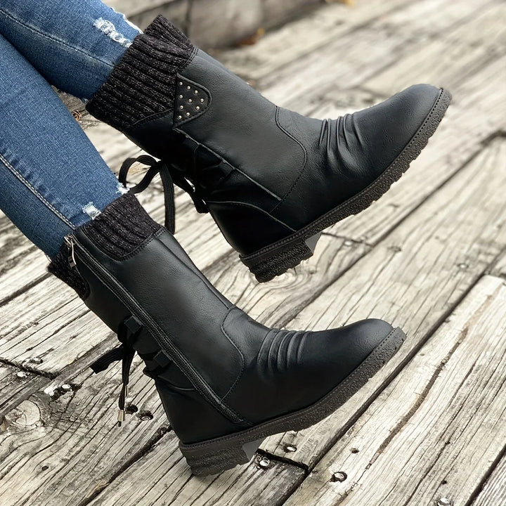 Damen Winter Stiefel | Gestricktes Detail