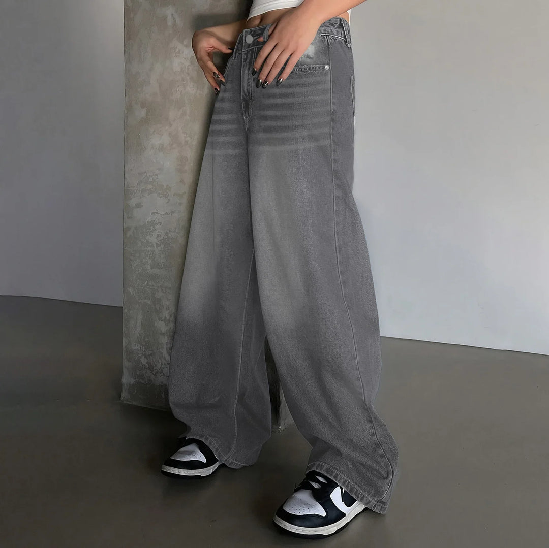 Damen Lässig Baggy Jeans | Stiefelschnitt