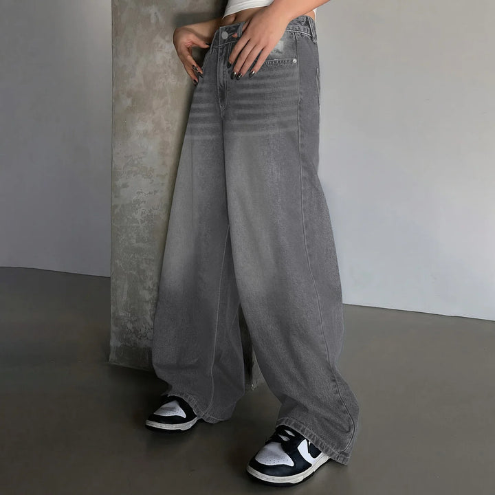 Damen Lässig Baggy Jeans | Stiefelschnitt