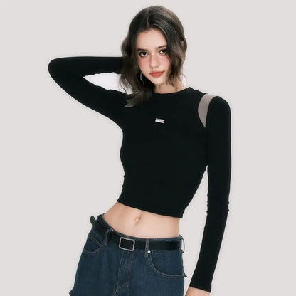 Damen Langarm-Top | Schwarz