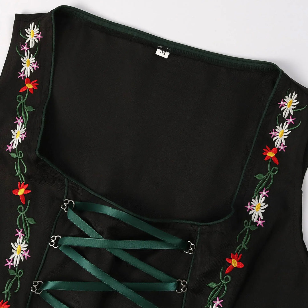 Damen 3/4 Ärmel Oktoberfest Dirndl Kleid