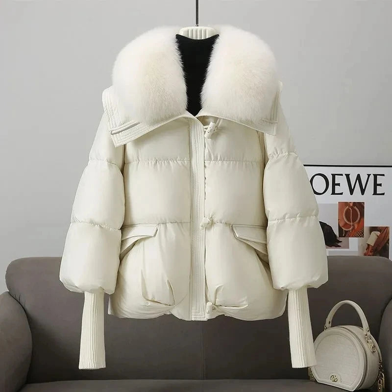 Gepolstert Daunenjacke Damen | Gefütterter Kragen