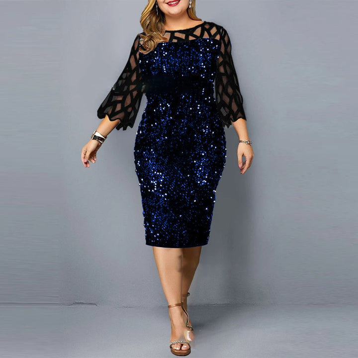 Damen Plusgröße Paillettenkleid | Midi
