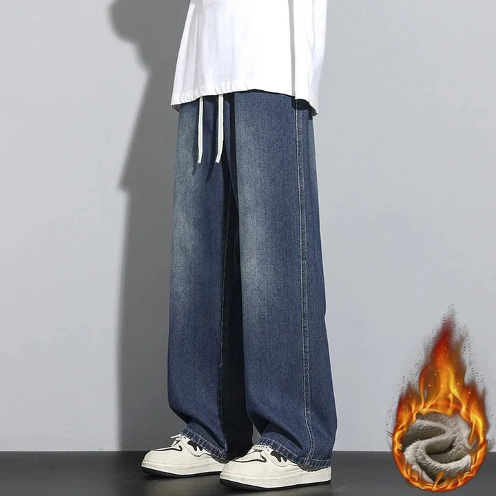 Herren Straßenstil Baggy Jeans | Hohe Taille