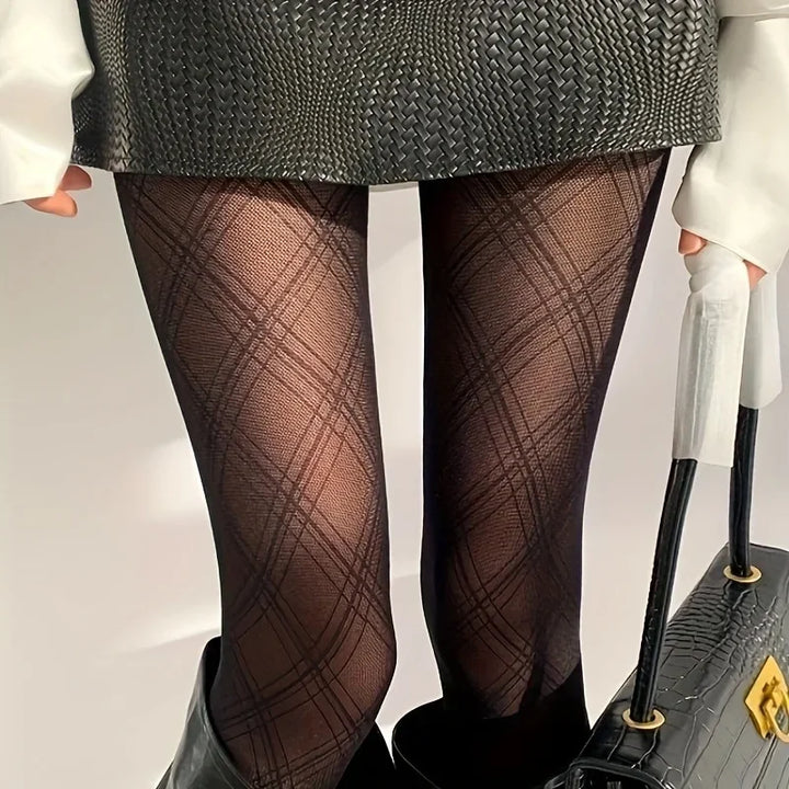 Halbtransparent Strumpfhose für Damen | Diamantmuster