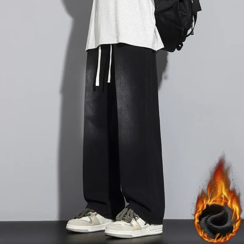 Herren Straßenstil Baggy Jeans | Hohe Taille