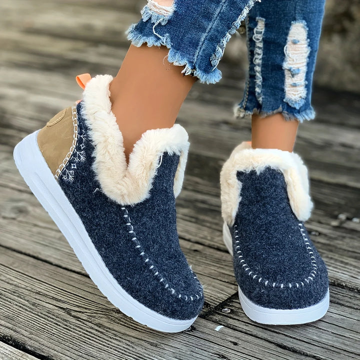 Zum Hineinschlüpfen Winterstiefel Damen | Niedriger Absatz