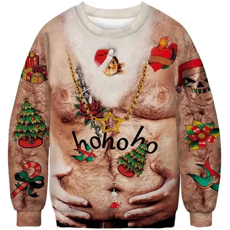 Lustig Weihnachtspullover Unisex | Brustbehaarung Druck