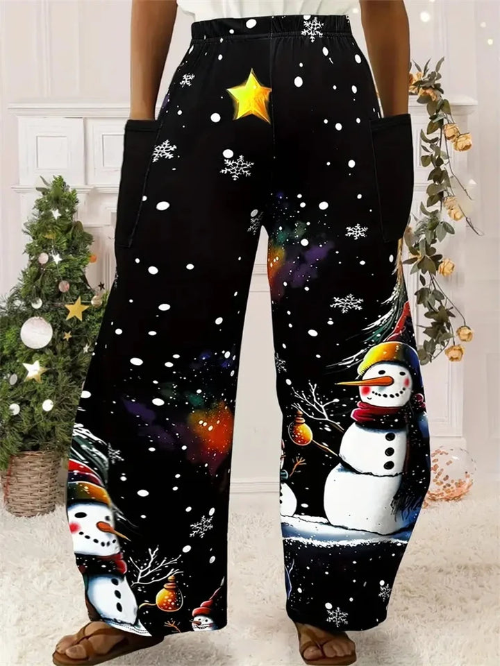 Übergroß Weihnachtshose Damen | Lässig