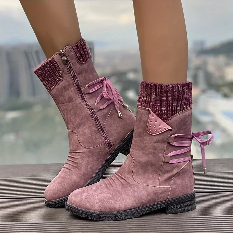 Damen Winter Stiefel | Gestricktes Detail