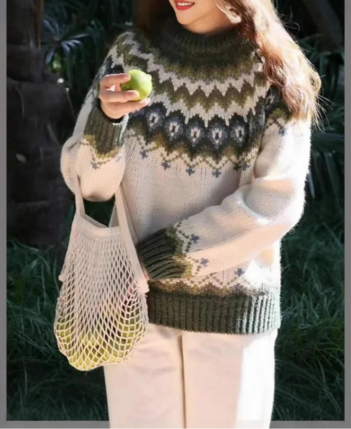 Gestreift Norweger Pullover Damen | Locker