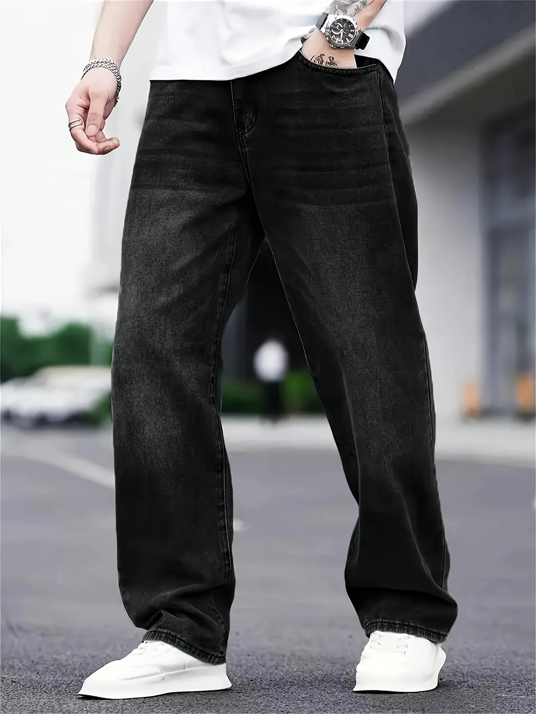 Herren Schwarz Baggy Jeans | Klassisch