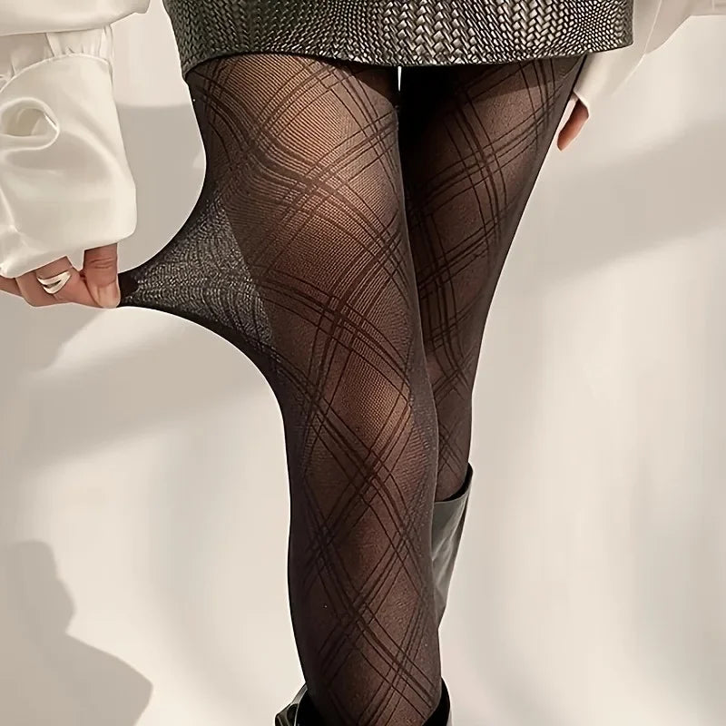 Halbtransparent Strumpfhose für Damen | Diamantmuster