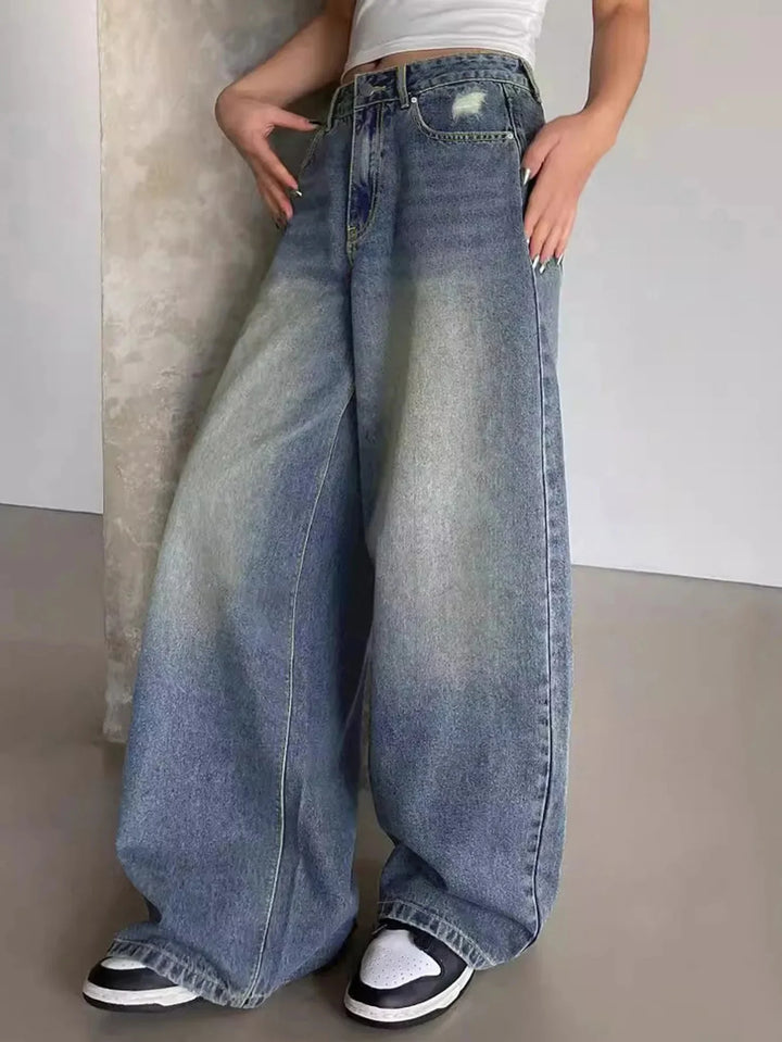 Damen Lässig Baggy Jeans | Stiefelschnitt