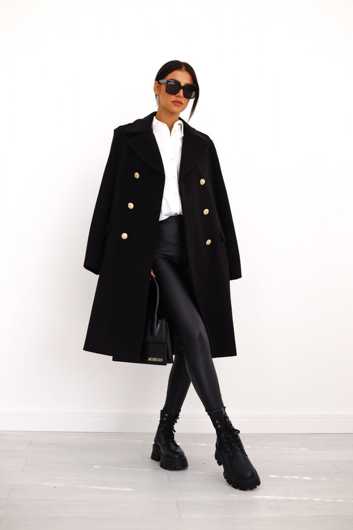 Damen Langer Doppelreihiger Mantel | Elegante