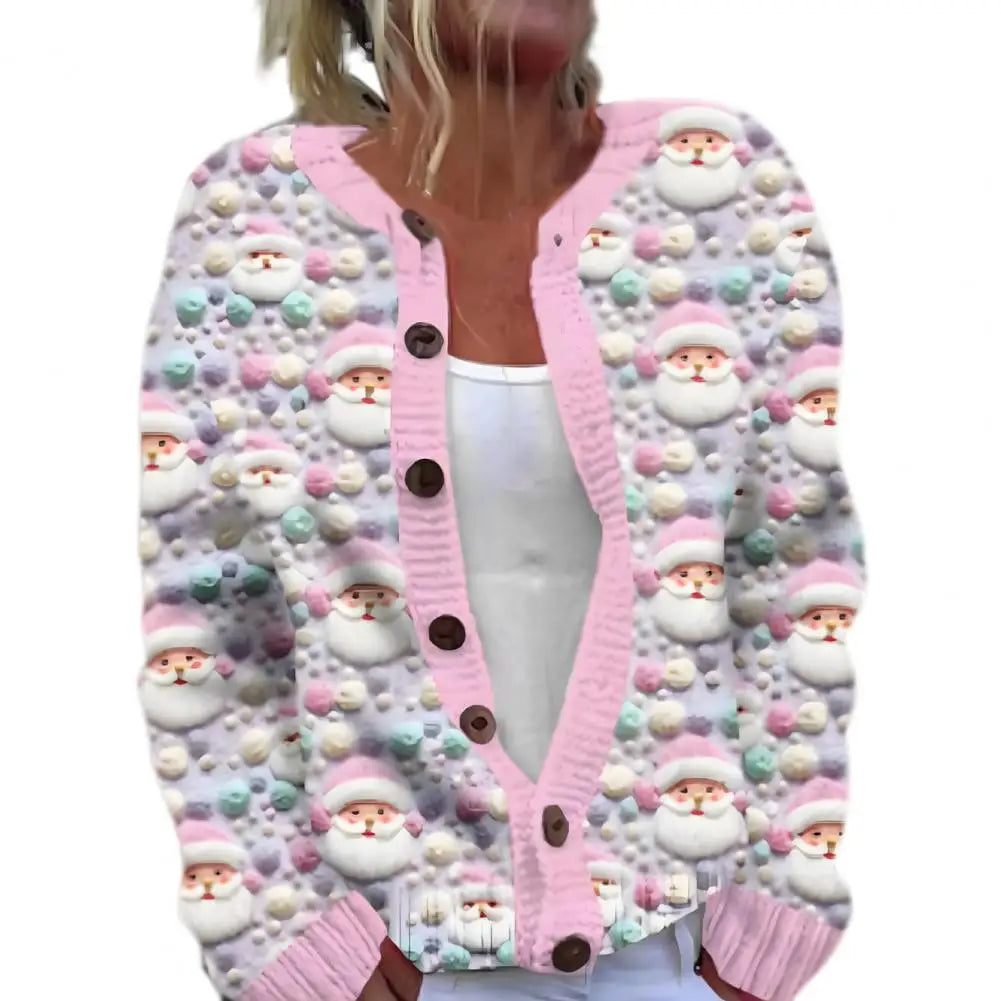 Weihnachtsstrickjacke für Damen | mit Knöpfen