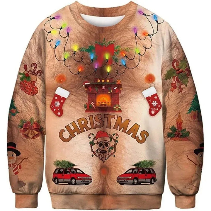 Lustig Weihnachtspullover Unisex | Brustbehaarung Druck