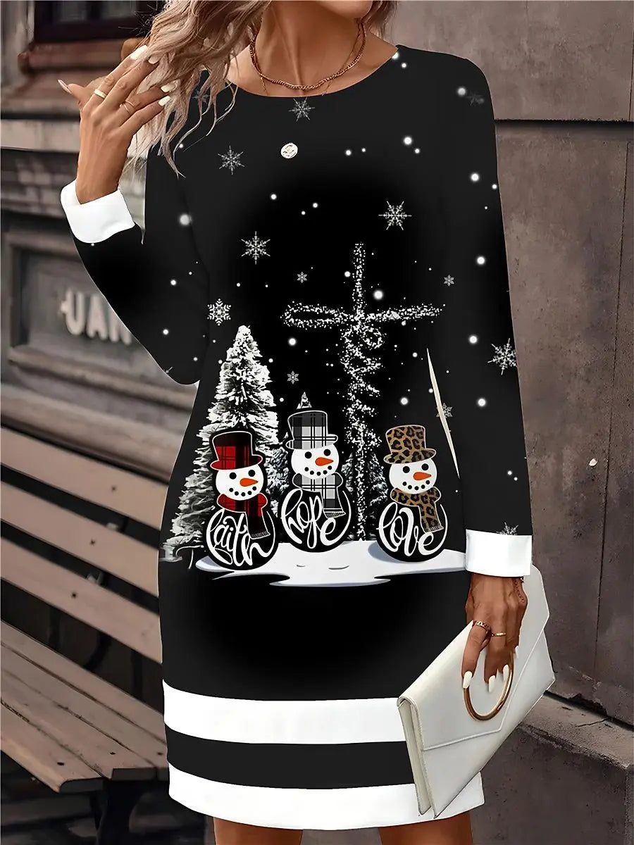 Schwarz Weihnachtskleid für Damen | Mini