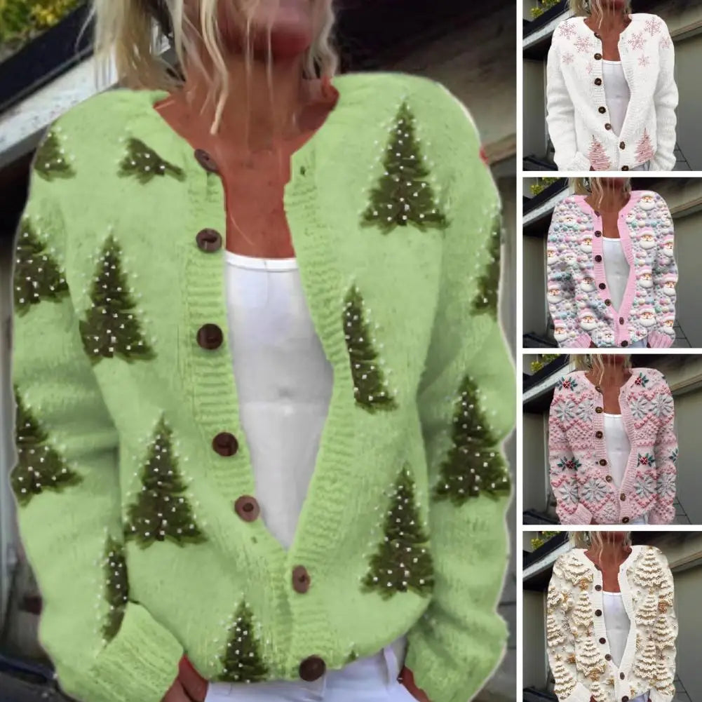 Weihnachtsstrickjacke für Damen | mit Knöpfen
