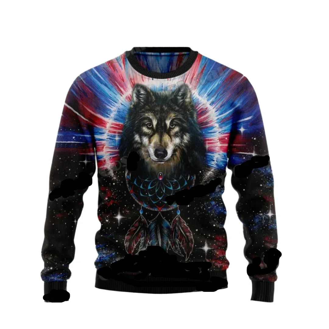 Winter Weihnachtspullover Herren | Wolfsdruck