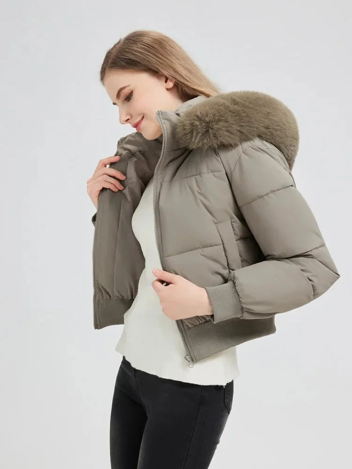 Kurz Gepolstert Daunenjacke Damen | Mit Kapuze