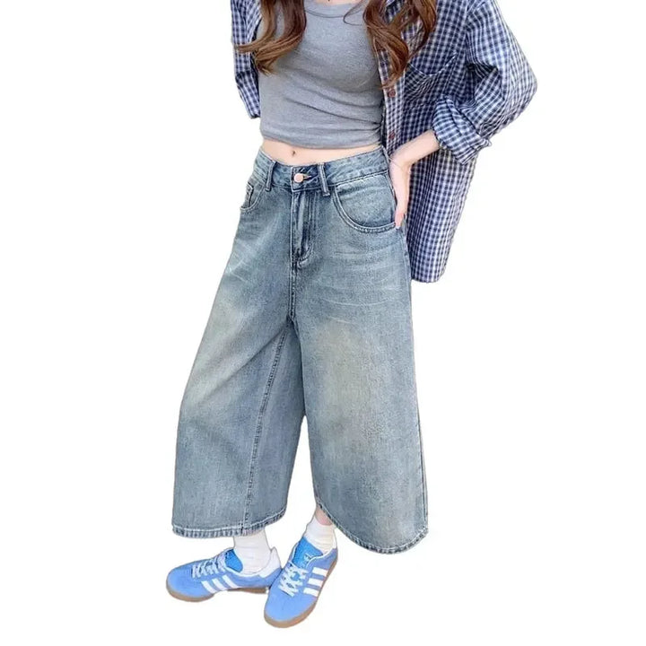 Damen Wadenlang Baggy Jeans | Hohe Taille