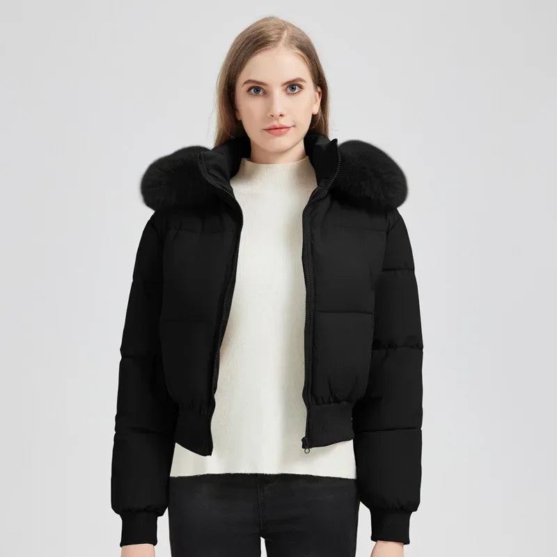 Kurz Gepolstert Daunenjacke Damen | Mit Kapuze