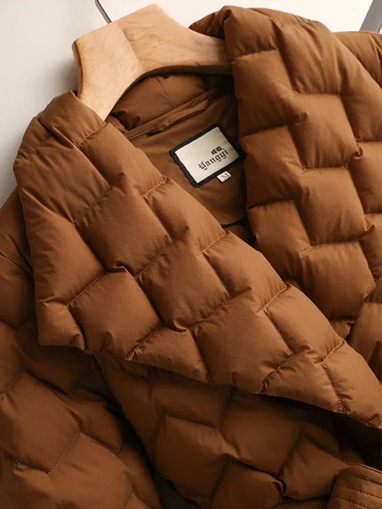 Damen Gesteppte Wickel-Pufferjacke | Gürtel