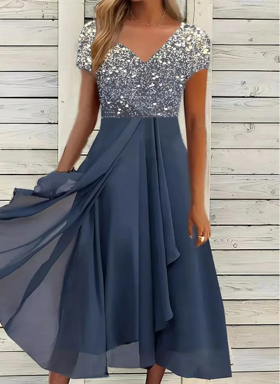 Abendkleid Mit Blumenmuster Für Damen | Midi
