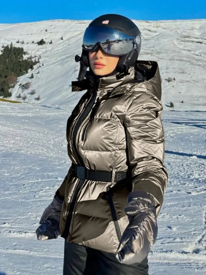 Damen Gepolstert Skijacke | Mit Gürtel
