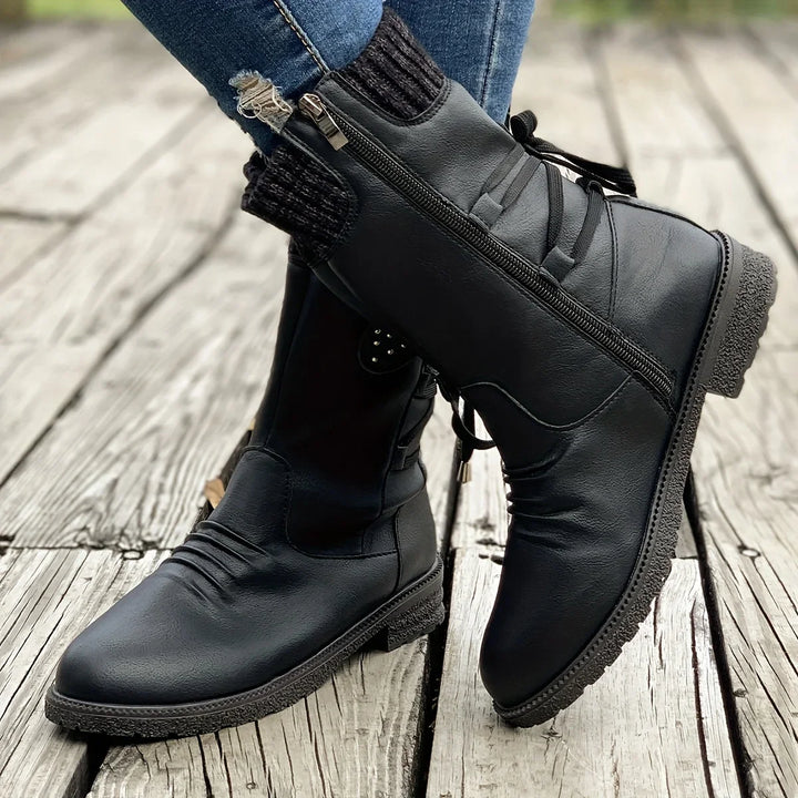 Damen Winter Stiefel | Gestricktes Detail