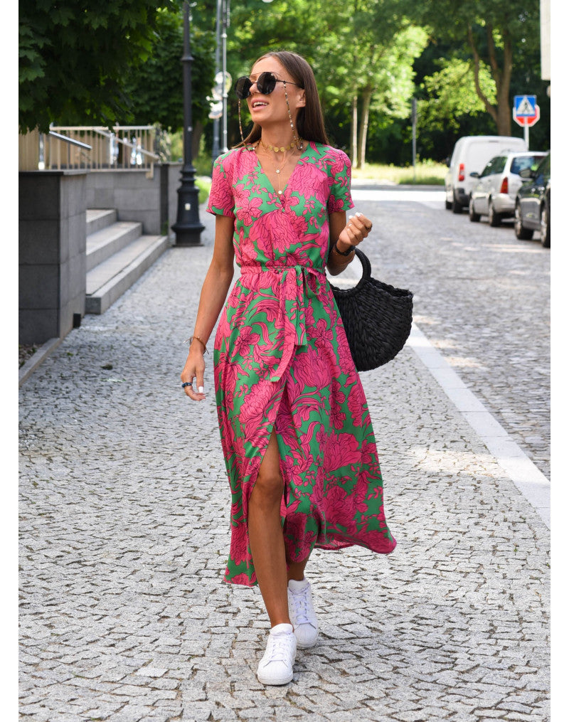 Kurzärmeliges Sommerkleid für Damen | Maxi