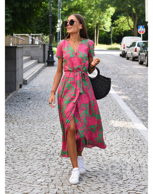 Kurzärmeliges Sommerkleid für Damen | Maxi