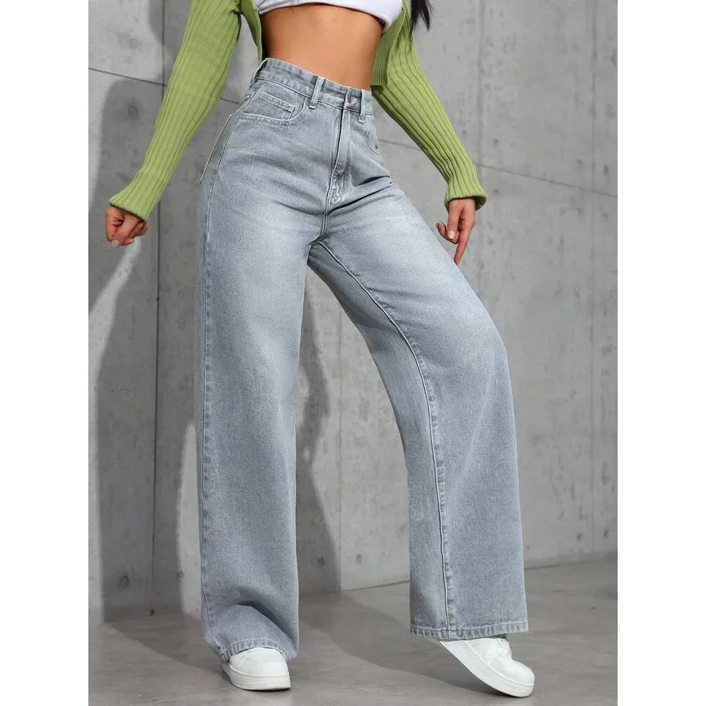 Damen Hohe Taille Baggy Jeans | Lässig