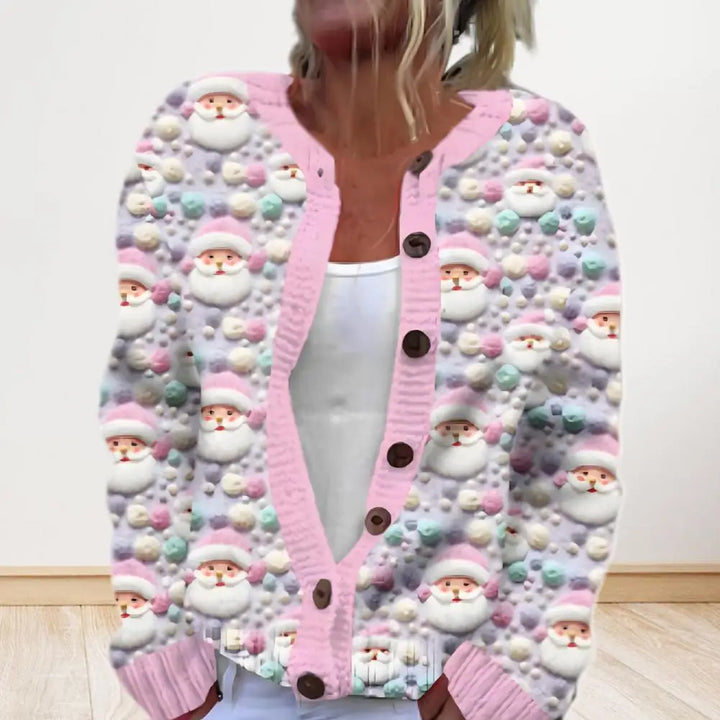 Weihnachtsstrickjacke für Damen | mit Knöpfen