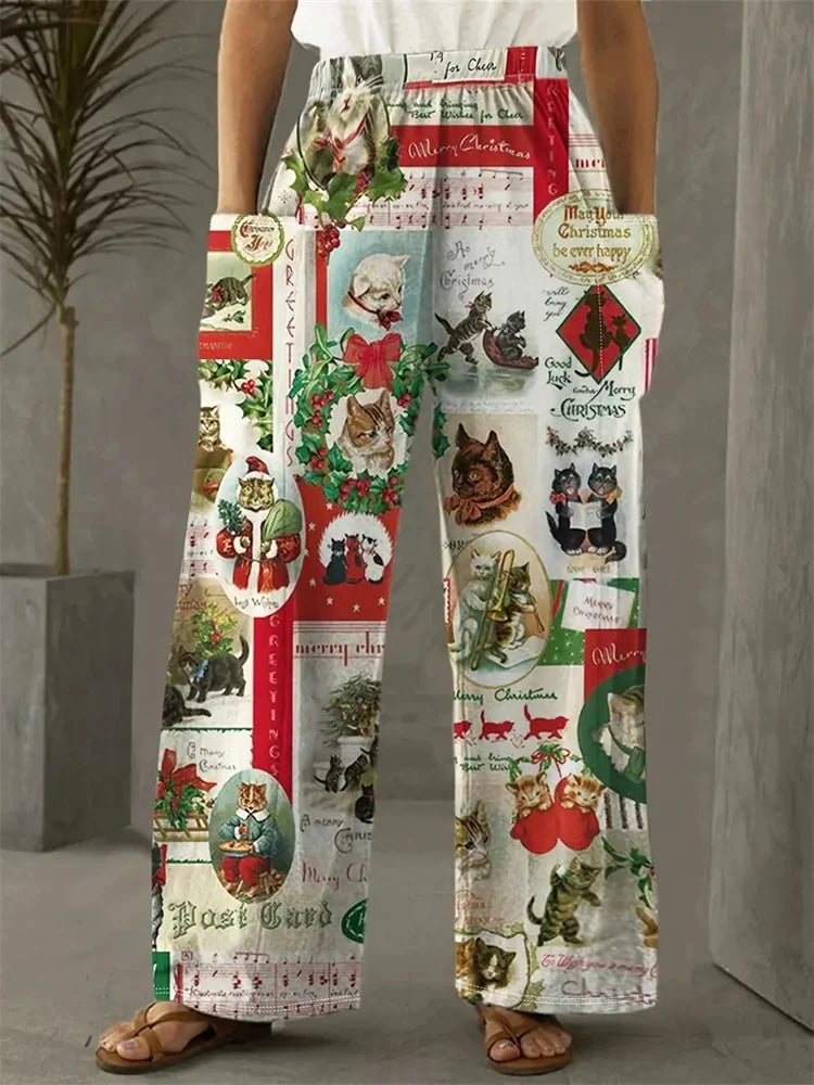 Übergroß Weihnachtshose Damen | Lässig